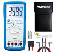 PeakTech 3340 - Multímetro digital RMS con pantalla LCD extra grande, 4000 cuentas, portátil, rango automático, retención de datos REL, medidor de voltaje, probador de continuidad - CAT III 600 V