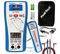 PeakTech 3365 - Probador de Lan Multímetro Digital Rms, Probador de Red, Probador de Voltaje, Multímetro de Mano, Probador de Cable, Medidor de Voltaje, Probador de Continuidad, Cable de Tierra - 600V
