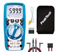 PeakTech 3444 - Multímetro digital RMS, resistente al agua (IP67), 6000 cuentas, carcasa robusta, multímetro de mano, lámpara LED, medidor de voltaje, probador de continuidad - CAT III 1000V