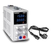 PeakTech 6080 A - Fuente de alimentación de laboratorio digital de alta precisión, 0-15 V / 0-3 A CC, protección contra cortocircuitos y sobrecarga, diseño de caja sin ventilador, pantalla LCD con luz
