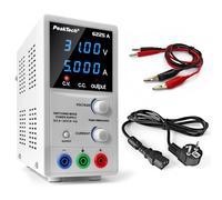 PeakTech 6225 A - Fuente de alimentación 0-30V / 0-5A, ajustable, DC con pantalla LED de 4 dígitos, conmutación estabilizada, amperímetro, sobrecarga y prueba de cortocircuito, diseño estrecho