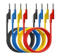 PeakTech 7049-4 Stück Messleitungen Set, 100cm, Multimeter Test Kabel, Laborleitungen, Messkabel mit 4mm Bananenstecker, Stapelbar, in 4 Farben, 1m Länge