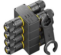 PEBA Conector de cable estanco IP68, Caja de Conexión Impermeable, Conector eléctrico 3 vías de 3 pines con llave inglesa, Manguito de conexión exterior para cables de 4-12 mm, 4 piezas