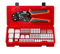 PEBA Kit Crimpado Mini-Fit Jr. 4.2mm Alicate Carraca 2-10 Pines | 12 tipos de conectores compatibles 4,2 mm, crimpado 30-16 AWG para fuentes PC, GPU, ATX y montajes personalizados