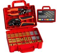 PEBA Kit de Herramientas de Crimpado de Terminales de Pala, 0.25-2.5mm²/AWG24-14 Crimpadora de Alambre de Trinquete con 20 tipos de conectores de 2.8/3.9/4.8/6.3mm y Alicates Pelacables