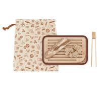 Pebbly - Juego de panadería compuesto por una tabla de pan y pinzas para tostadas en bambú y bolsa de pan de algodón orgánico