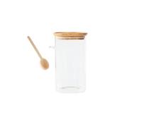 PEBBLY - Recipiente cuadrado alto con cuchara medidora integrada - 1,4 L - Almacenamiento optimizado para una cocina organizada, protege tus alimentos secos y reduce el desperdicio