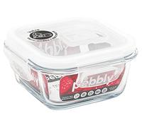 PEBBLY - Recipiente Cuadrado de Vidrio para almacenar Alimentos - 320 ml - Almacena, calienta y transporta Tus Alimentos, 100% hermético