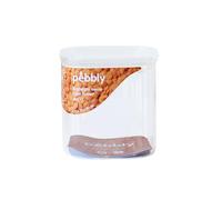 PEBBLY - Recipiente de vidrio alto y cuadrado con tapa de vidrio - 800 ml - Almacenamiento optimizado para una cocina organizada, protege tus alimentos secos y reduce el desperdicio