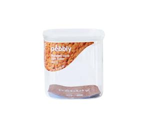 PEBBLY - Recipiente de vidrio alto y cuadrado con tapa de vidrio - 800 ml - Almacenamiento optimizado para una cocina organizada, protege tus alimentos secos y reduce el desperdicio