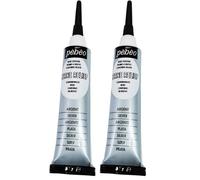 Pebeo 774100 - Tubo de decoración acrílica para Cristal (20 ml), Color Plateado (Paquete de 2)