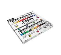 Pébéo 833421 Estuche 20 tubos 20 ml surtidos + 1 brocha cerda “beau blanc”, multicolor