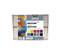 Pébéo Juego de 450 piezas de ceramic para pintura cerámica, color amarillo limón, rosa bengala, cian, verde esmeralda, negro + 1 bote de baño marbling, 45 ml (lote de 10)