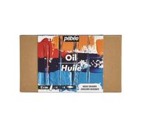 Pebeo - Óleo Studio XL - Set 12 Tubos 20 Ml Colores Básicos + Accesorios - Kit de Pintura al Óleo para Artista y Principiante - Pinceles + Espátula + Cartulina - Colores Intensos