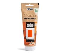 Pebeo - Origin Acrylics 120 ml - Pintura Acrílica Ecodiseñada - Alta Viscosidad - Acabado Mate - Ligante 100% Reciclado - 96% Materias Primas Europeas - Imitación Naranja Cadmio