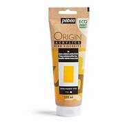 Pebeo - Origin Acrylics 120 ml - Pintura Acrílica Ecodiseñada - Alta Viscosidad - Acabado Mate - Ligante 100% Reciclado - 96% Materias Primas Europeas - Amarillo Cadmio Imitación Profunda