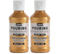 Pebeo Pouring Experience-118ml Experiencias de vertido, Pintura acrílica premezclada Lista para Usar, Ideal para Arte Fluido, Dorado, 118 ml, 118 (Paquete de 2)