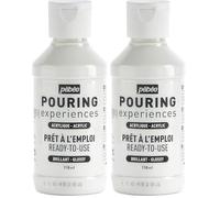Pebeo Pouring Experience-118ml Experiencias de vertido-Pintura acrílica premezclada Lista para Usar-Ideal para Arte Fluido, Blanco Titanio, 118 ml, 118 (Paquete de 2)