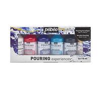 PEBEO Pouring Medium Acrílico, Blanco, Rojo, Azul, Turquesa, Negro, Dorado, 118 ml (paquete de 6)