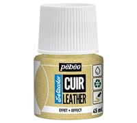 Pebeo - Setacolor Cuero - Pintura acrílica para cuero y polipiel - Personalización bolso, zapato, zapatilla - Resistencia a arañazos, pliegues, roces - Efecto purpurina - Purpurina dorada - 45 ml