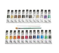 Pébéo - Studio Acrylics - Set 24 Tubos 20 Ml Colores Surtidos + Accesorios - Kit de Pintura Acrílica para Artistas y Principiantes - Pinceles + Espátula + Cartulina - Colores Luminosos