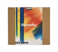 PEBEO - Studio XL Gouache - Estuche 24 Tubos 20 Ml Colores Surtidos + Accesorios - Kit de Témpera para Artista y Principiante - Pinceles + Espátula + Cartulina - Colores Brillantes y Vivos