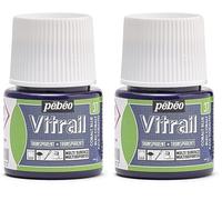Pebeo Vitrail Vidriera (Cristal, Efecto Pintura para Telas claras (45 ml), Azul Cobalto, Azul Cobalto (Paquete de 2)