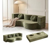 PEBFHSQW Sofá Cama Plegable sin Estructura embalado al vacío, sofá Suelo 2 plazas Terciopelo extraíble Lavable, Cama Invitados Ahorra Espacio para Pisos pequeños (Verde, 200x100cm, 1)