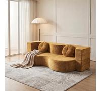 PEBFHSQW Sofá Cama Plegable sin Estructura embalado al vacío, sofá Suelo 2 plazas Terciopelo extraíble Lavable, Cama Invitados Ahorra Espacio para Pisos pequeños (Amarillo, 150x100cm, 1)