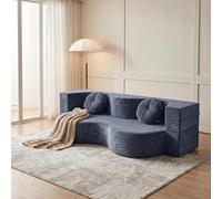 PEBFHSQW Sofá Cama Plegable sin Estructura embalado al vacío, sofá Suelo 2 plazas Terciopelo extraíble Lavable, Cama Invitados Ahorra Espacio para Pisos pequeños (Azul, 150x100cm, 1)