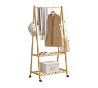 Pechero burro öckerö con 2 estantes y ruedas bambú 152 x 43 x 70 cm - color natural [en.casa]
