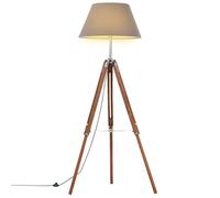 pedkit Lámpara de pie,luz de Piso LED Regulable Modernas para Salón Lámpara de trípode Madera Maciza de Teca marrón y Gris 141 cm