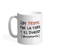 Pedrita Parker Taza café para Profesores Taza desayuno divertida - Soy profe por la fama y el dinero