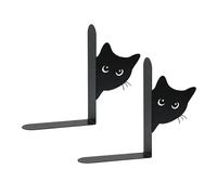 Peeking Cat - Sujetalibros de metal antideslizante, organizador de estante de 8 pulgadas con base pesada, soporte decorativo con bonito diseño, accesorio de escritorio resistente, compañero de