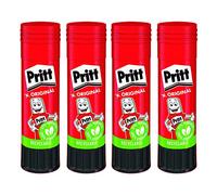 Pegamento en barra Pritt, pegamento seguro y adecuado para niños para manualidades, fuerte adhesivo para uso escolar y de oficina, 4 pegamentos en barra Pritt de 22 g