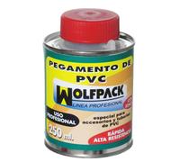 Pegamento pvc wolfpack con pincel 250 ml.