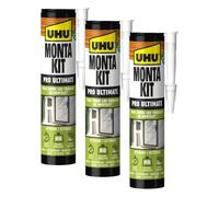 Pegamento UHU Monta Kit® Ultimate | Adhesivo de Montaje Extrafuerte, Pegamento Fuerte Para Todo Sin Disolventes, Blanco | 440g (Paquete de 3)