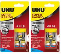 PEGAMENTO UHU SUPER RÁPIDO GEL MINI CAJA | Pegamento Fuerte | Blister de 3 unidades (Paquete de 2)