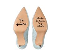 Pegatina "Te quiero hasta la luna ir y volver" para la suela de tus zapatos de boda. Este vinilo decorativo es perfecto para novios y novias, añadiendo un toque romántico a tu ceremonia. Captura momen
