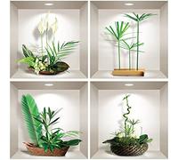 Pegatinas adhesivas 3D | Pegatina de pared 3D efecto 3D composición de plantas zen - Pegatinas de pared para dormitorio - Pegatinas de pared 3D - Decoración Sala - Pegatinas de pared Trompe el ojo |