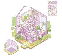 Pegatinas de casa en miniatura, pegatinas de la casa Miniatura creativa - Sticker de la de dibujos animados Efecto 3D,Herramienta de decoración de álbumes de recortes, calcomanías de paisajismo d