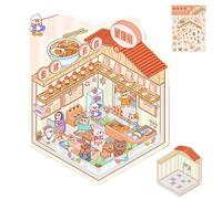 Pegatinas de escena en miniatura, haz tus propias calcomanías de casa | Sticker de la casa de dibujos animados Efecto 3D | Herramienta de decoración de álbumes de recortes, calcomanías de estuches par