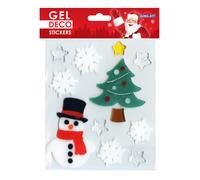 Pegatinas de gel de navidad para ventana, muñeco de nieve y abeto