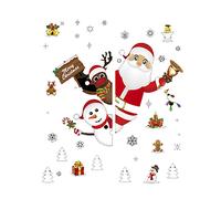 Pegatinas de Navidad 60 x 90 cm, Vinilos para Ventana Navideña, Decoración de Ventanas, Copos de Nieve, de Lado, Alce, Pegatina de Papa Noel, Autoadhesivas de PVC para Decoración de Navidad e Invierno