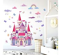 Pegatinas de Pared Castillo Nubes Vinilos Decorativos Mariposa Arco Iris para Dormitorio Habitación Niños