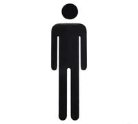 Pegatinas de señalización de baño en acrílico para hombre y mujer, 1 par de placas (negro)