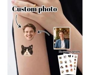 Pegatinas de tatuajes personalizadas con foto de mascota, pegatinas de tatuajes con fotos familiares personalizables, 2 tamaños: S/M, regalos del Día de San Valentín M 12patterns