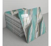 Pegatinas decorativas para azulejos, Paquete de 30 paneles pared contra salpicaduras mármol, despegables y adhesivos, 30x30 cm