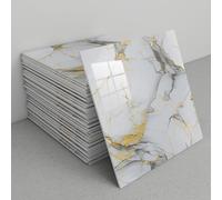 Pegatinas decorativas para azulejos, Paquete de 30 paneles pared contra salpicaduras mármol, despegables y adhesivos, 30x30 cm