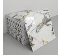 Pegatinas decorativas para azulejos, Paquete de 30 paneles pared contra salpicaduras mármol, despegables y adhesivos, 30x30 cm